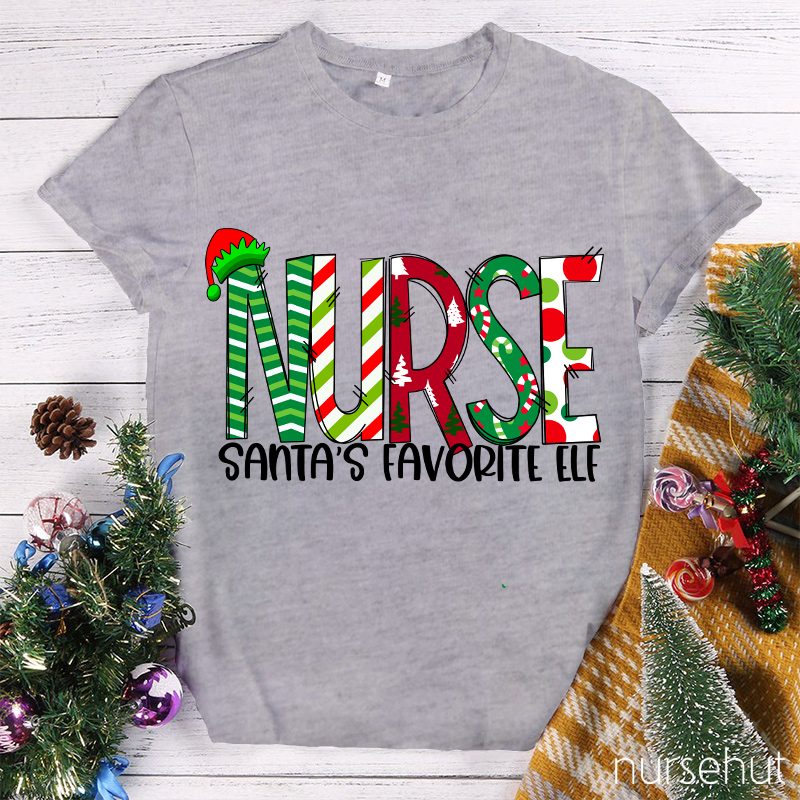 Nurse Santa's Favorite Elf T-Shirt