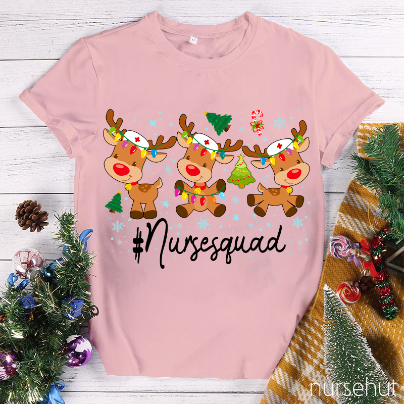 Christmas Elk Nurse Squad Nurse T-Shirt