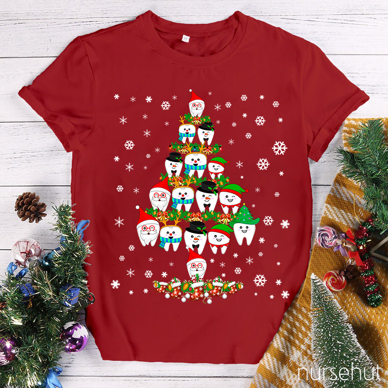 Merry Christmas Teeth Tree Nurse T-Shirt