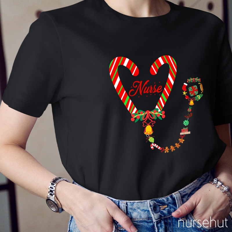Candy Cane Heart Nurse T-Shirt