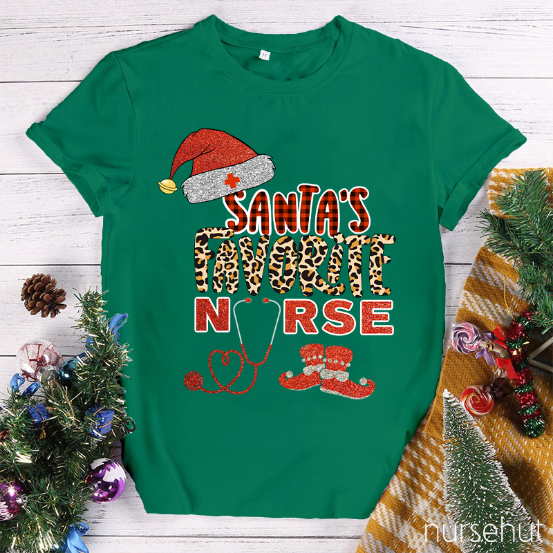 Shining Santa's Favorite Nurse T-shirt