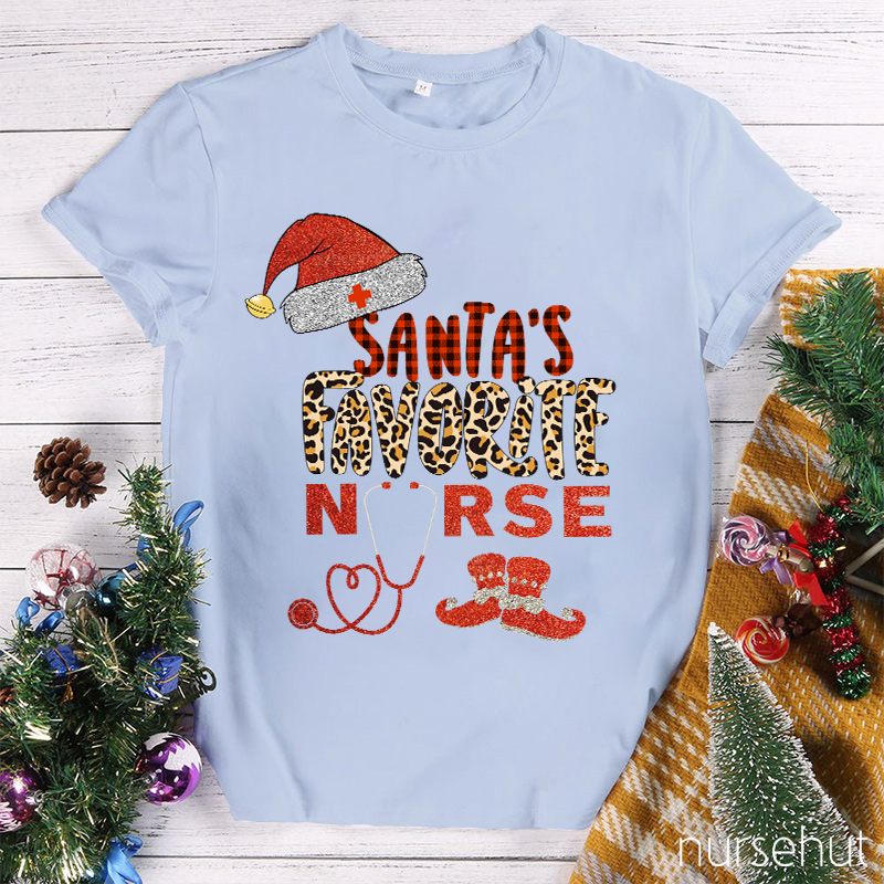 Shining Santa's Favorite Nurse T-shirt