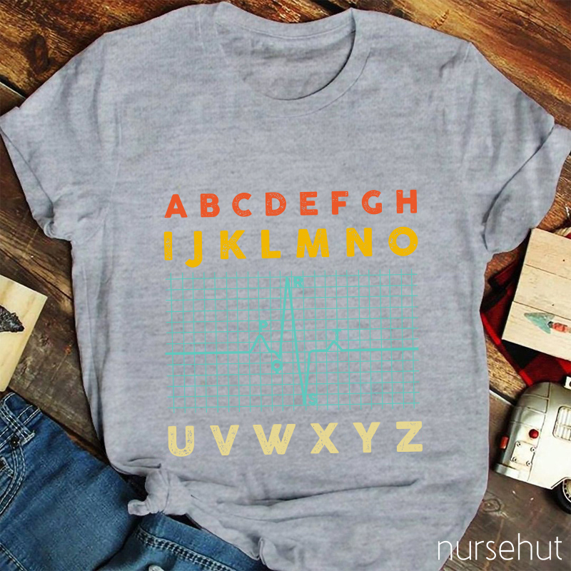 Alphabet With Electrocardiogram Nurse T-Shirt