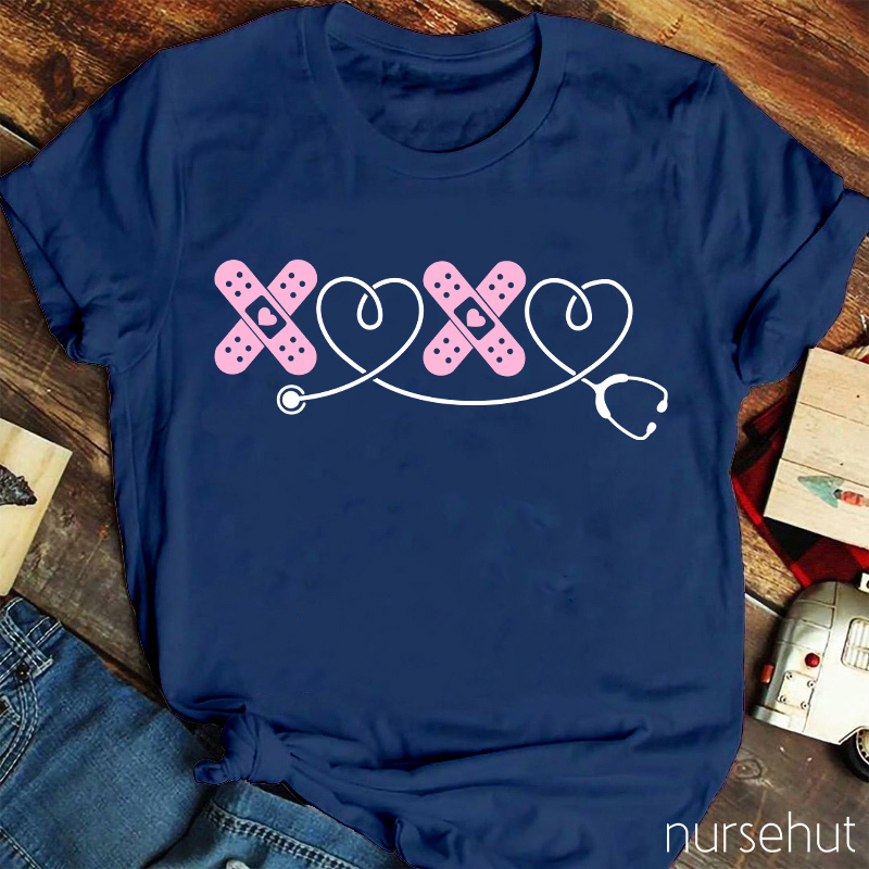 Band-Aid Stethoscope Heart Nurse T-Shirt