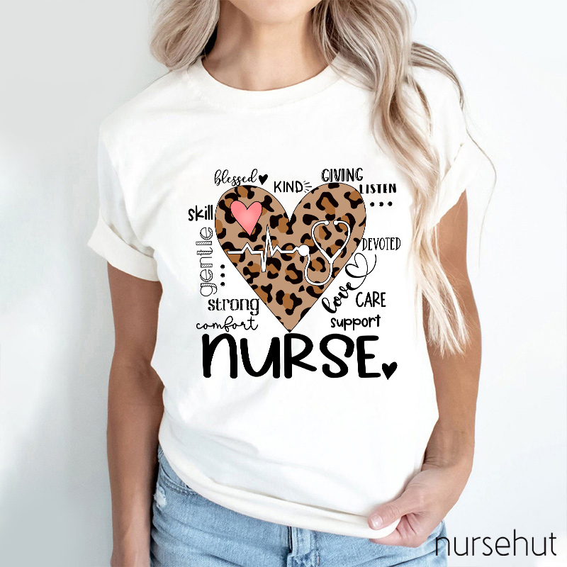 Leopard Excellent Quality Nurse T-Shirt