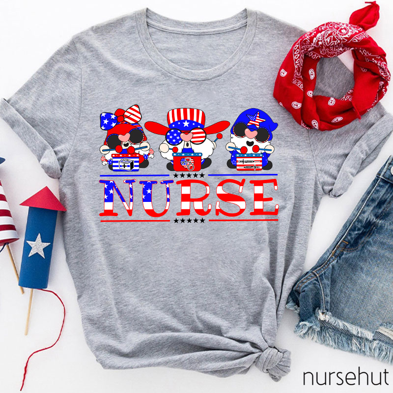Independent Flag Cartoon Nurse T-Shirt