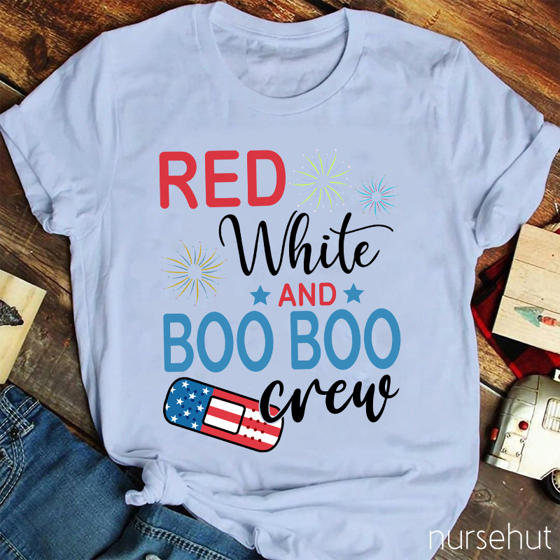 Independence Day Red White And Boo Boo Nurse T-Shirt