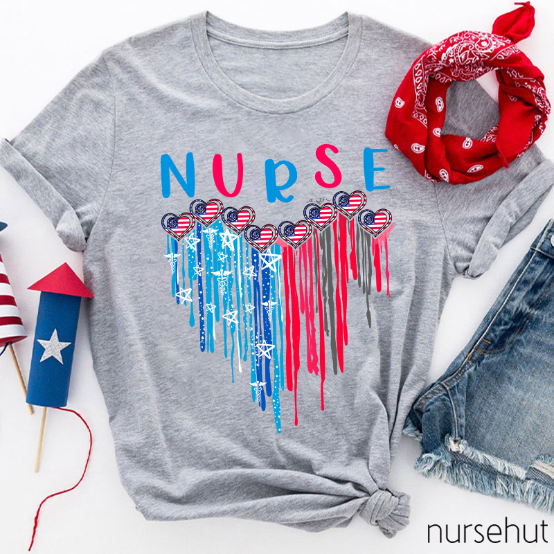 Independence Day Heart Flag Nurse T-Shirt