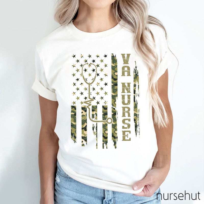 Camouflage Flag VA Nurse T-Shirt