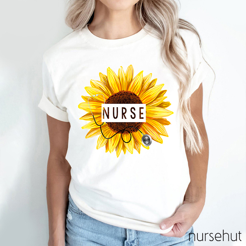 Sunflower And Stethoscope Nurse T-Shirt