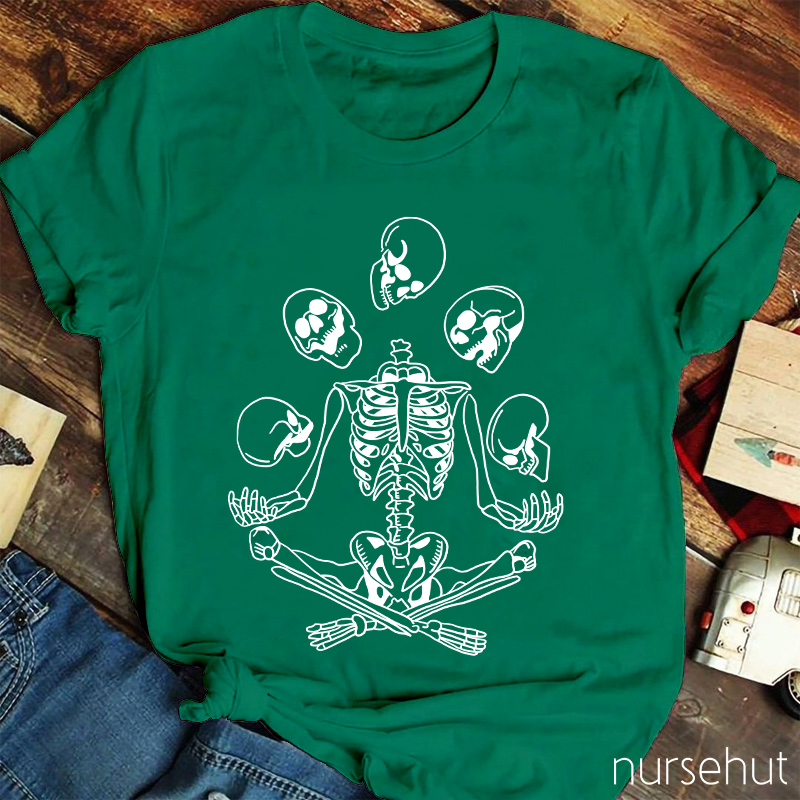 Halloween Sitting Skull Nurse T-Shirt