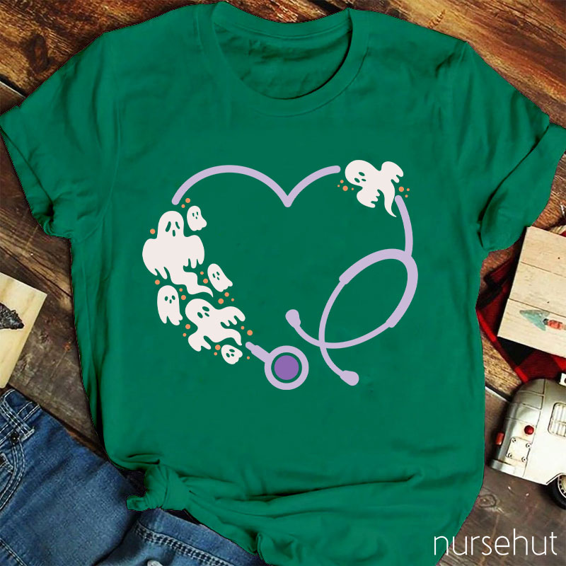Ghost Stethoscope Heart Nurse T-Shirt