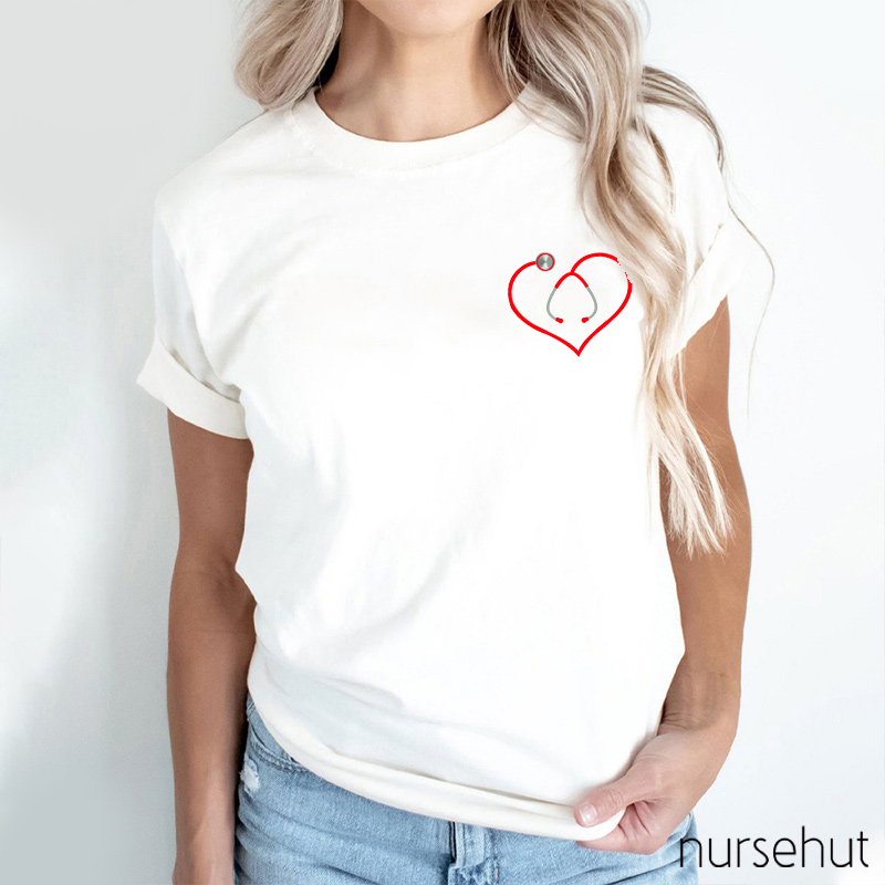 Heart-Shaped Stethoscope Nurse T-Shirt