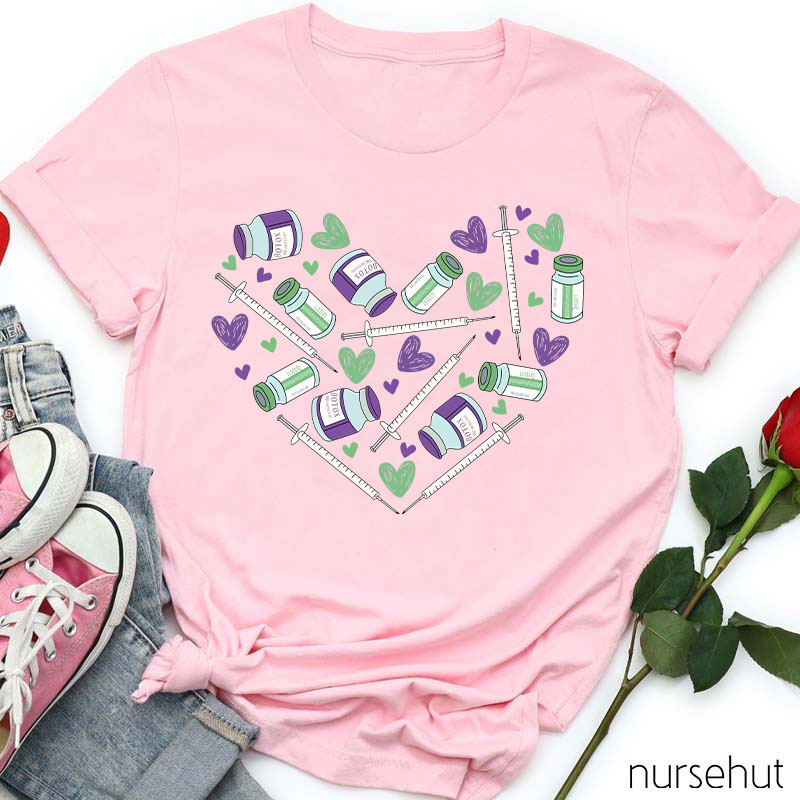 Heart-Shaped Botox And Syringe Nurse T-Shirt
