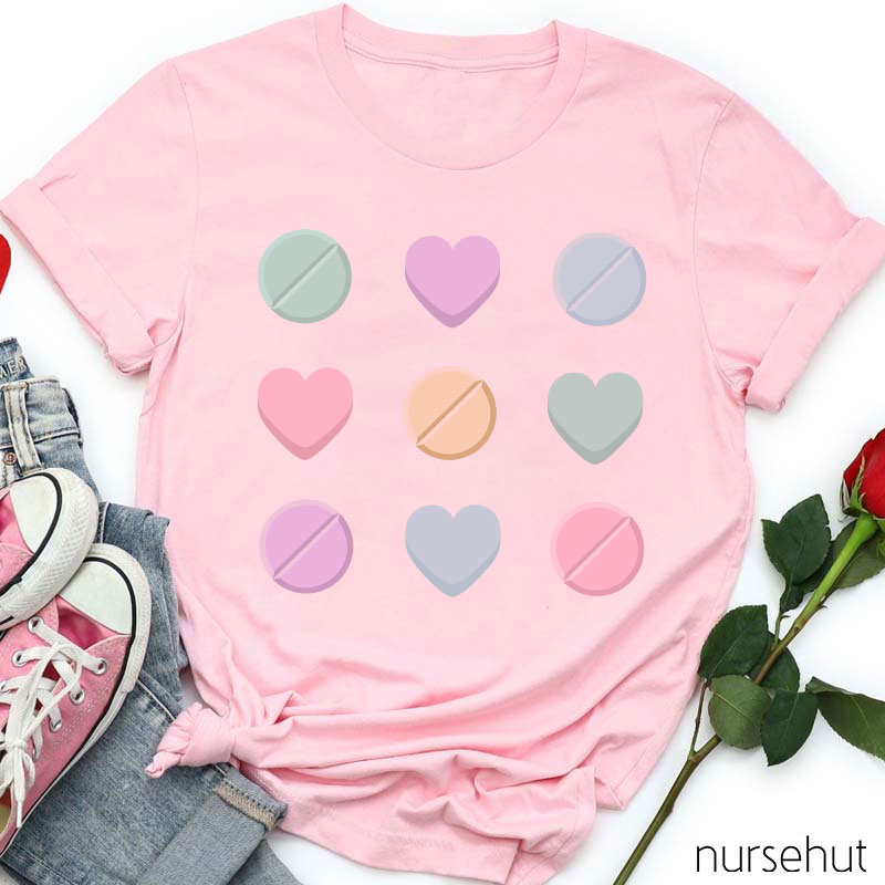Heart And Round Pills Nurse T-Shirt