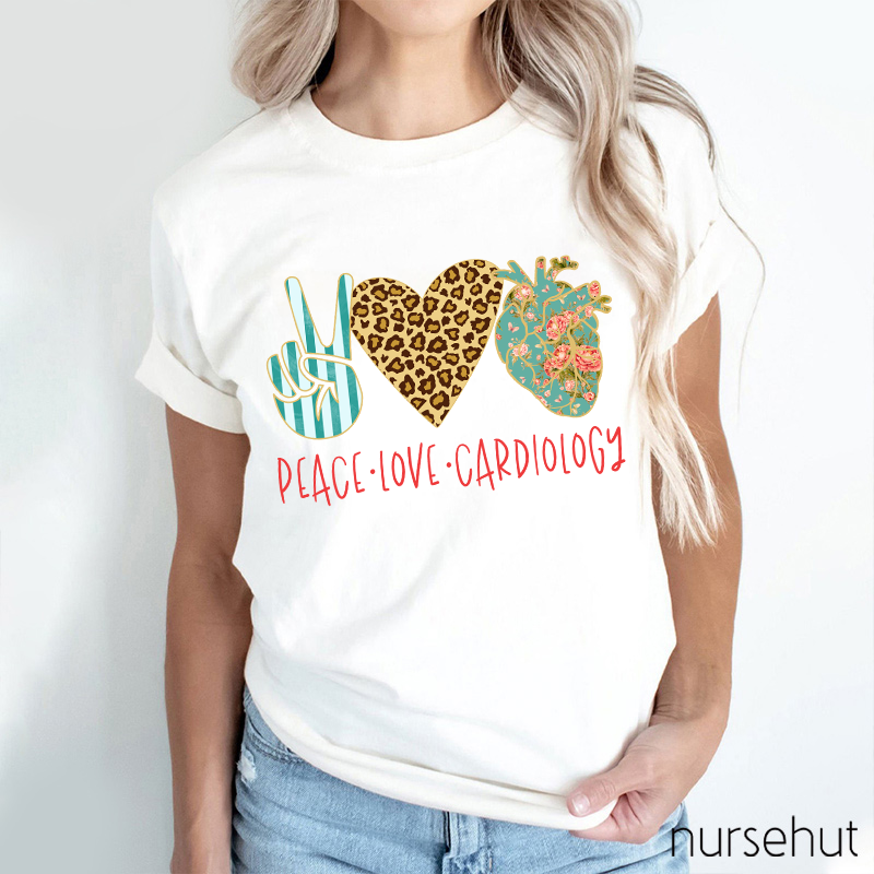 Peace Love Cardiology Nurse T-Shirt