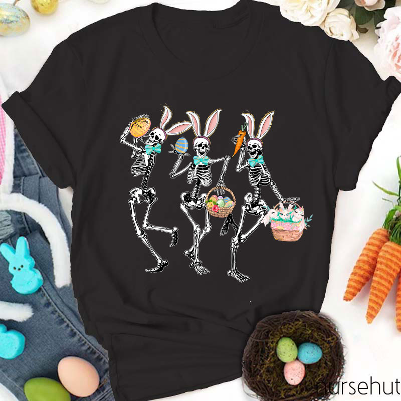 Dancing Bunny Skeleton Easter Nurse T-Shirt