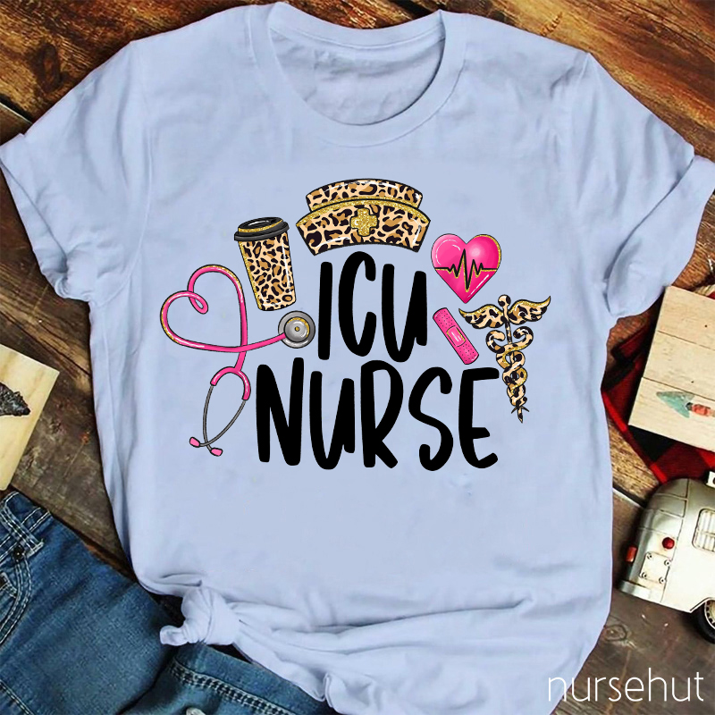 Leopard ICU Nurse T-shirt