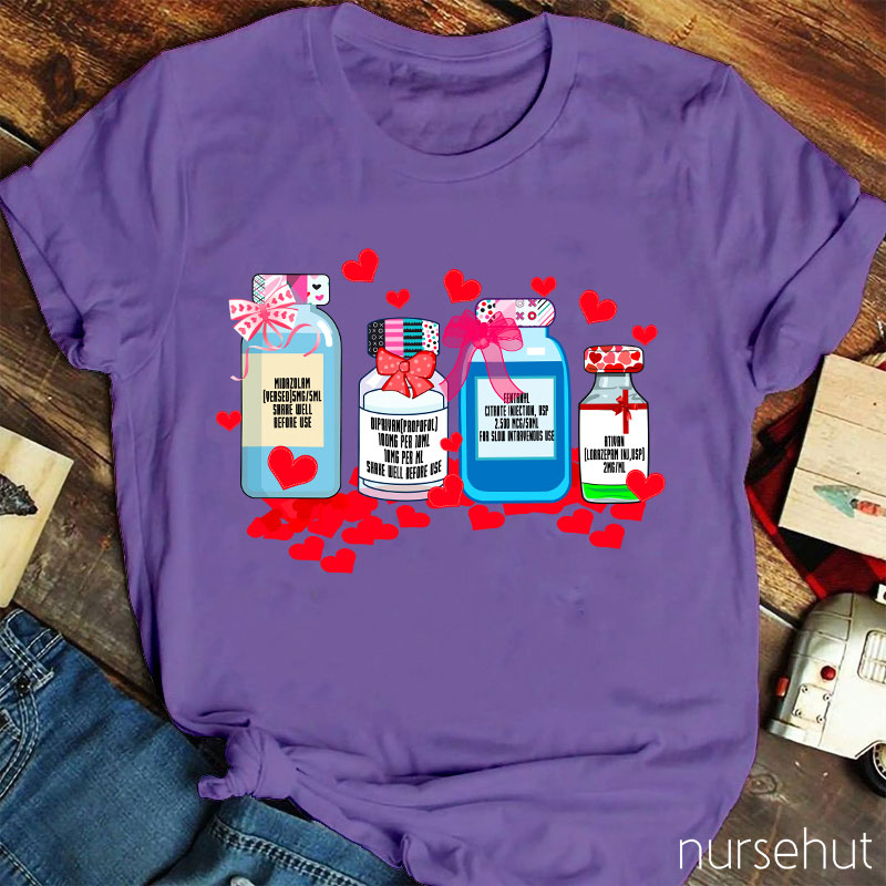 Valentine Medicine Bottles Nurse T-Shirt