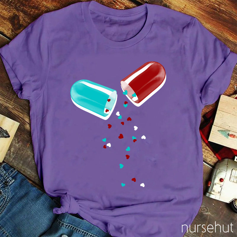 Capsule Pouring Down Love Nurse T-Shirt