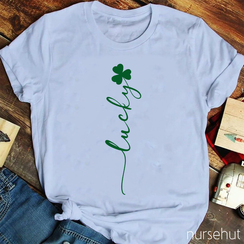 Clover Flower Lucky Stem Nurse T-Shirt