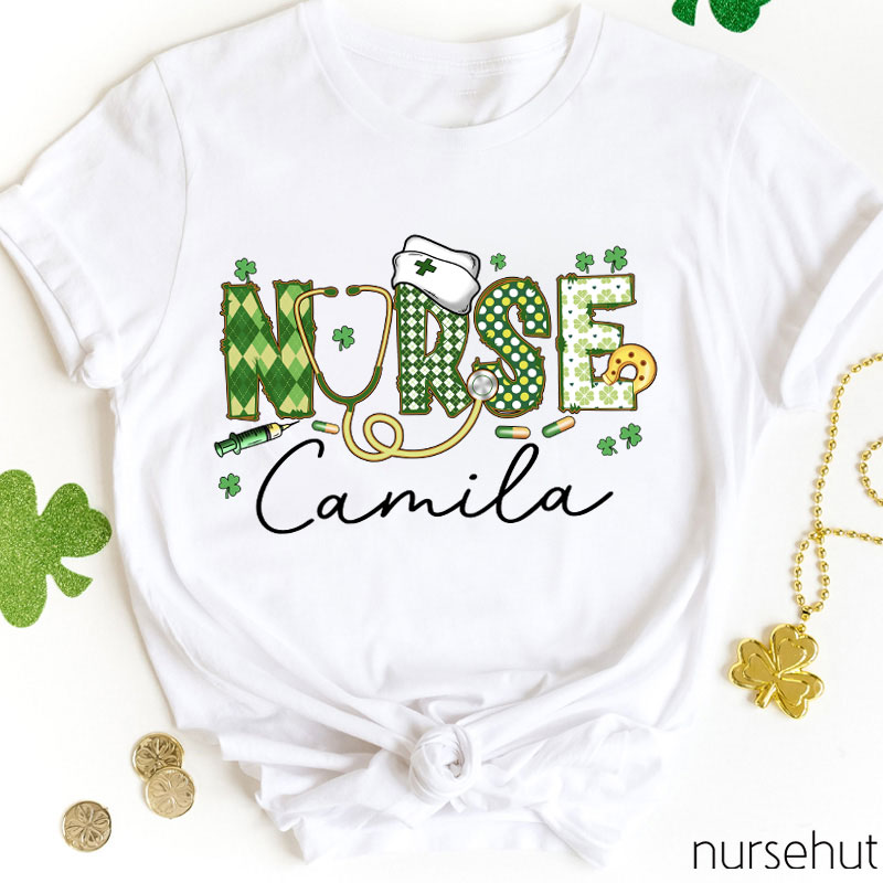 Personalized Name Clover Nurse T-Shirt