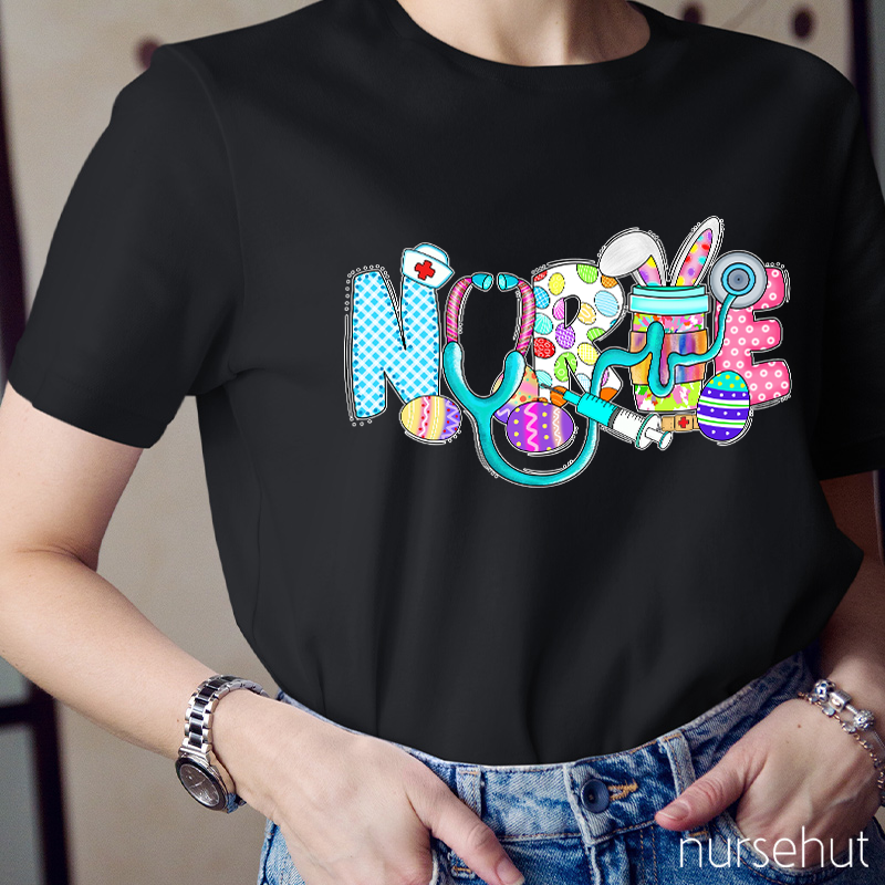 Rich Pattern Bunny Ear Nurse T-Shirt