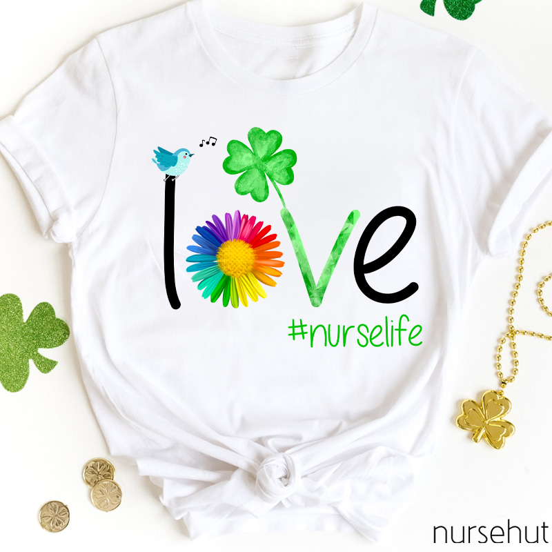 Nurselife Love Clover Nurse T-Shirt