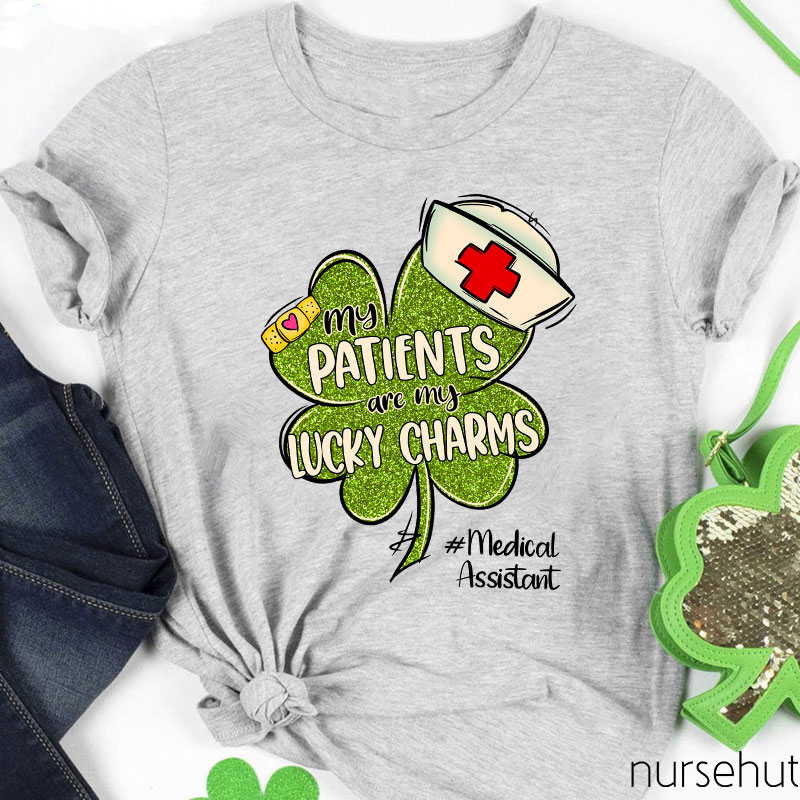 Personalized Title Shamrock My Patients Are My Lucky Charms Nurse T-Shirt