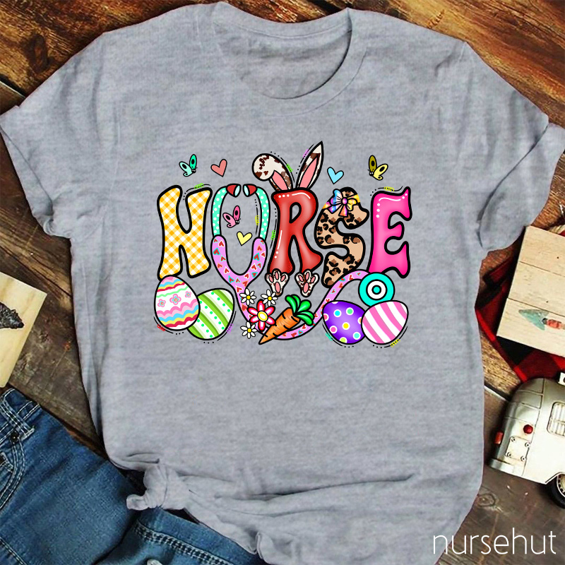 Easter Nurse Bunny Ears Eggs Carrot Nurse T-Shirt