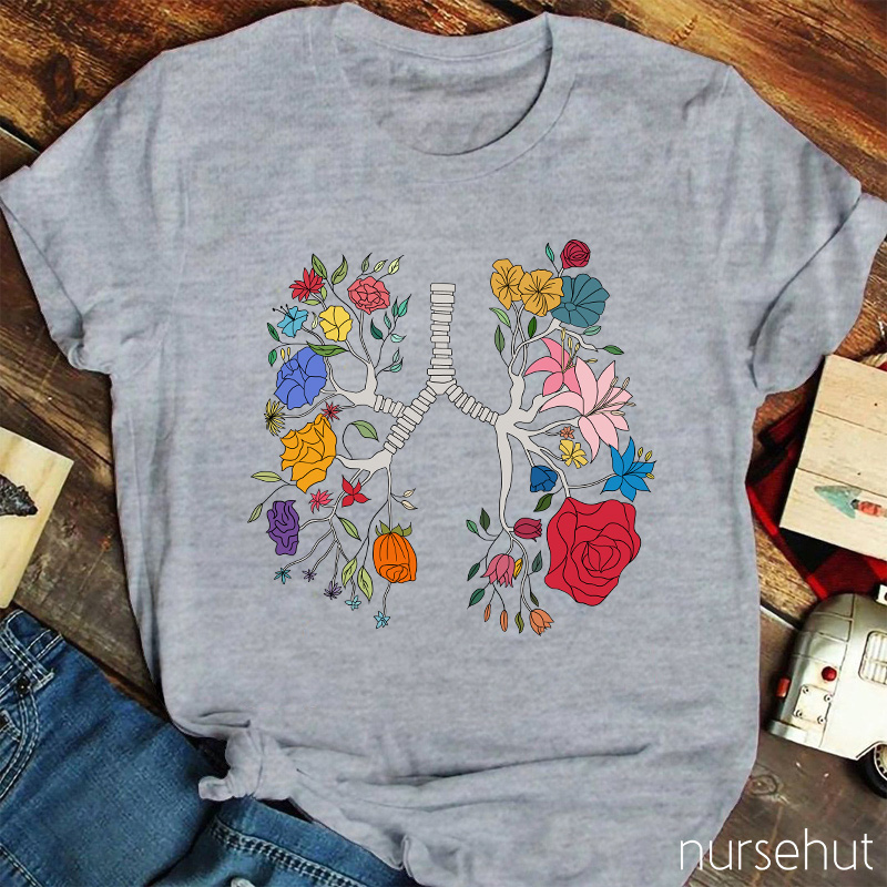 Floral Lungs Nurse T-Shirt