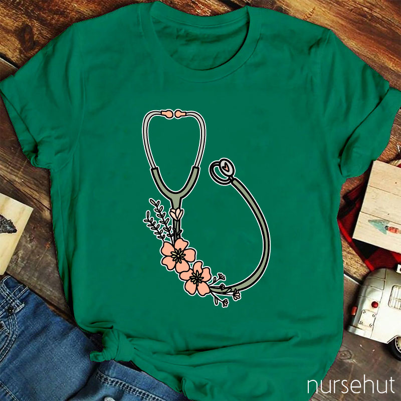 Flower Stethoscope Nurse T-Shirt