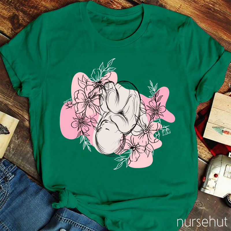 We Saw A Baby Grow In Flowers Nurse T-Shirt