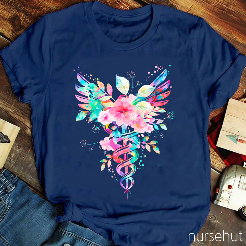 Flower Caduceus Nurse T-Shirt