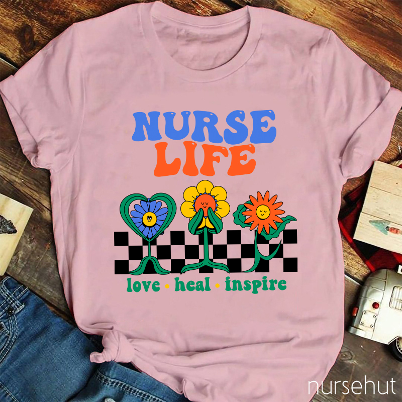 Nurse Life Love Heal Inspire Nurse T-Shirt