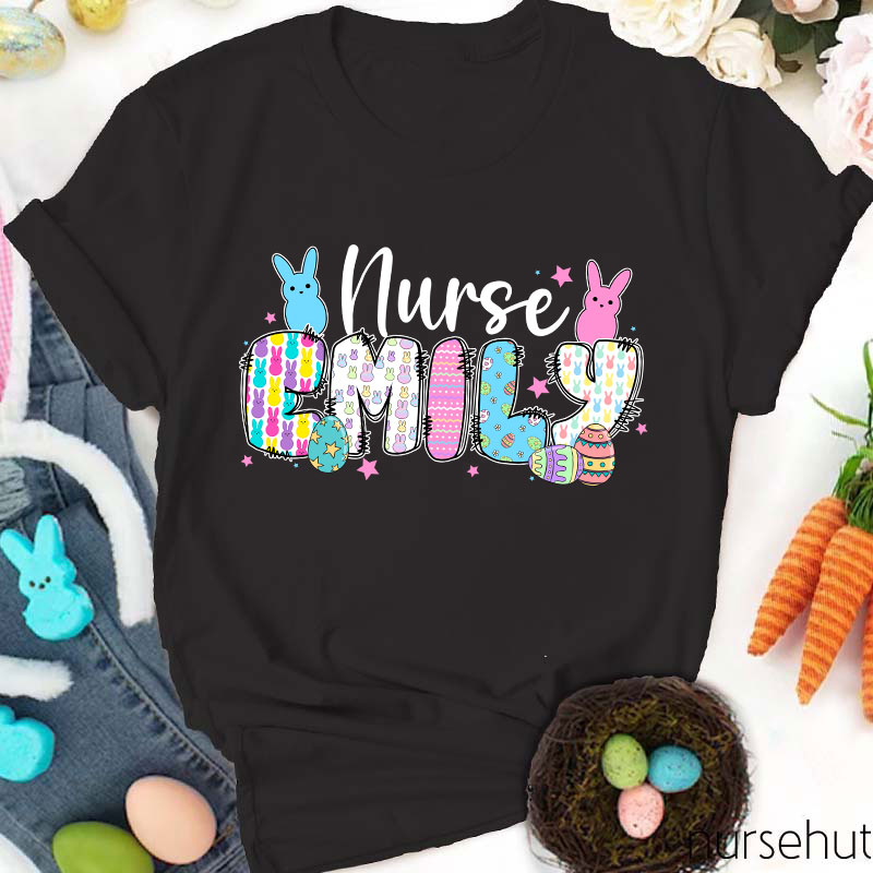 Personalized Bunny Nurse Name Nurse T-Shirt