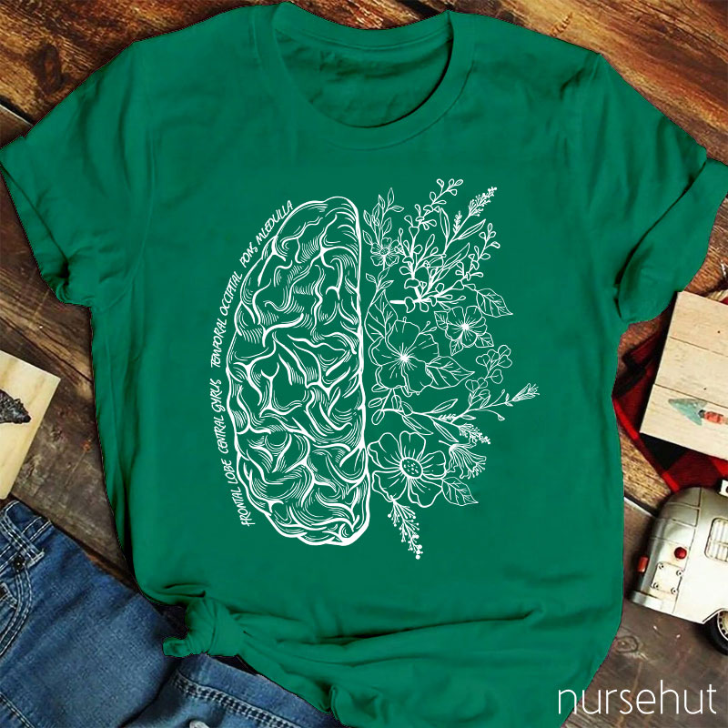 Half Brain And Flower Nurse T-Shirt