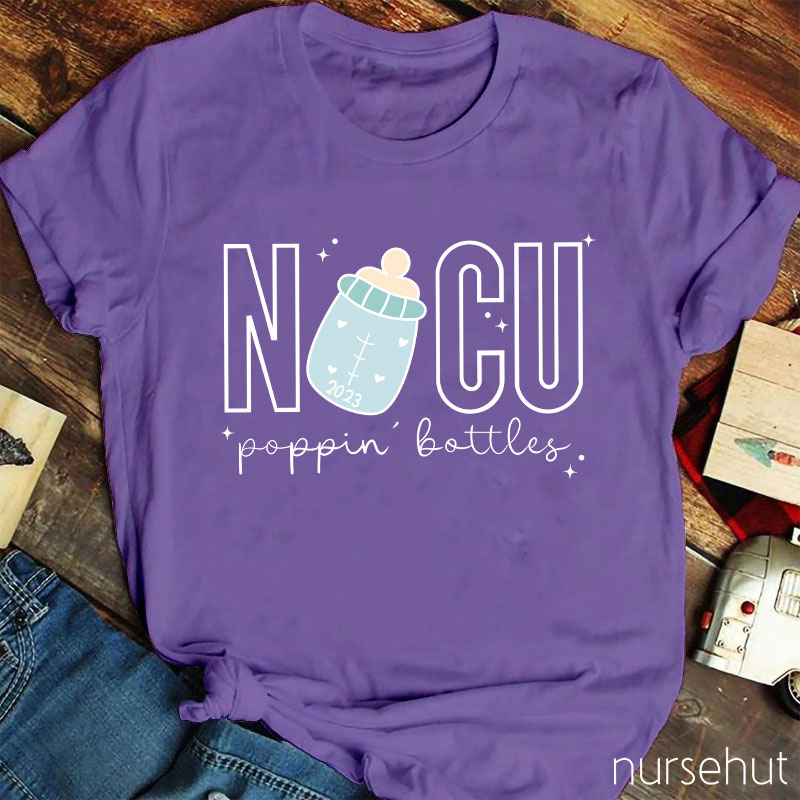 NICU Popping Bottles Nurse T-Shirt