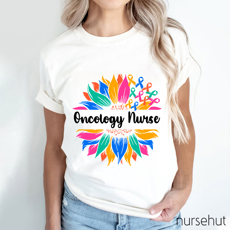 Personalized Colored Sunflower Nurse T-Shirt
