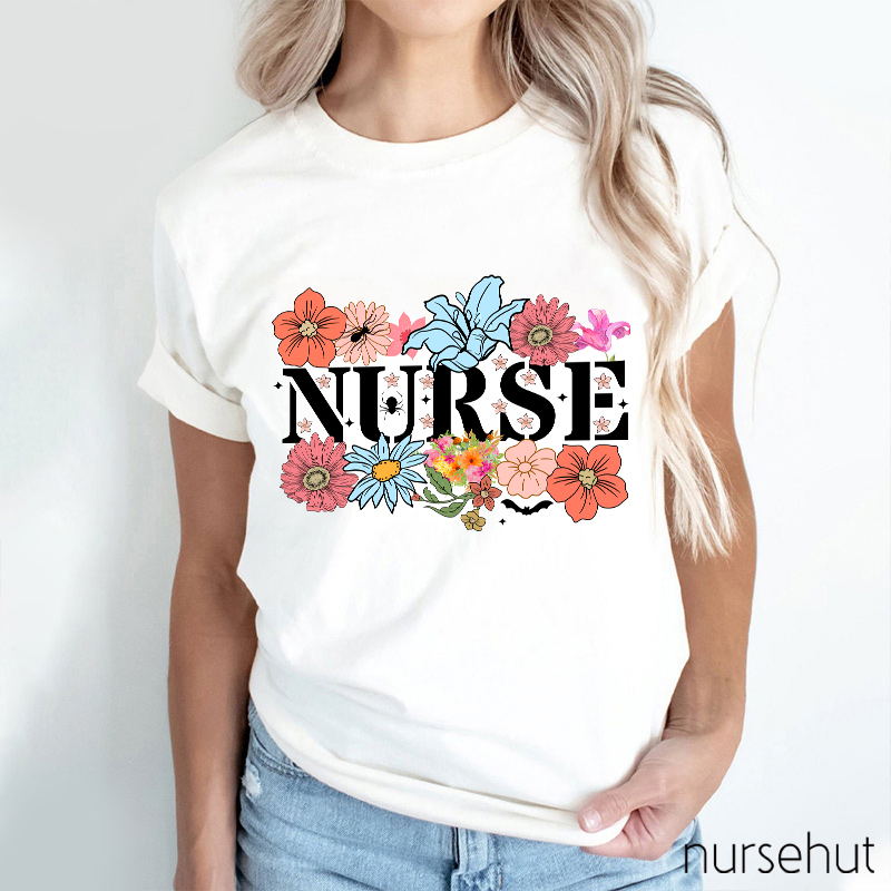 Nurse Surrounding By Flower Nurse T-Shirt