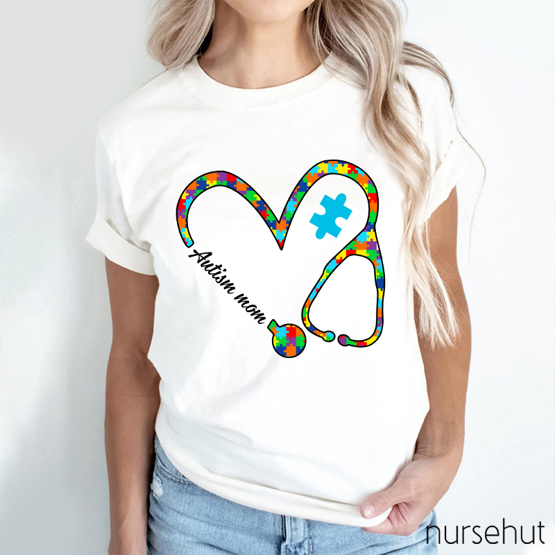 Color Puzzle Stethoscope Nurse T-Shirt