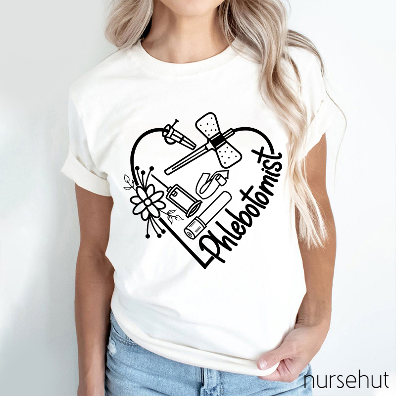 Phlebotomist Flower Nurse T-Shirt
