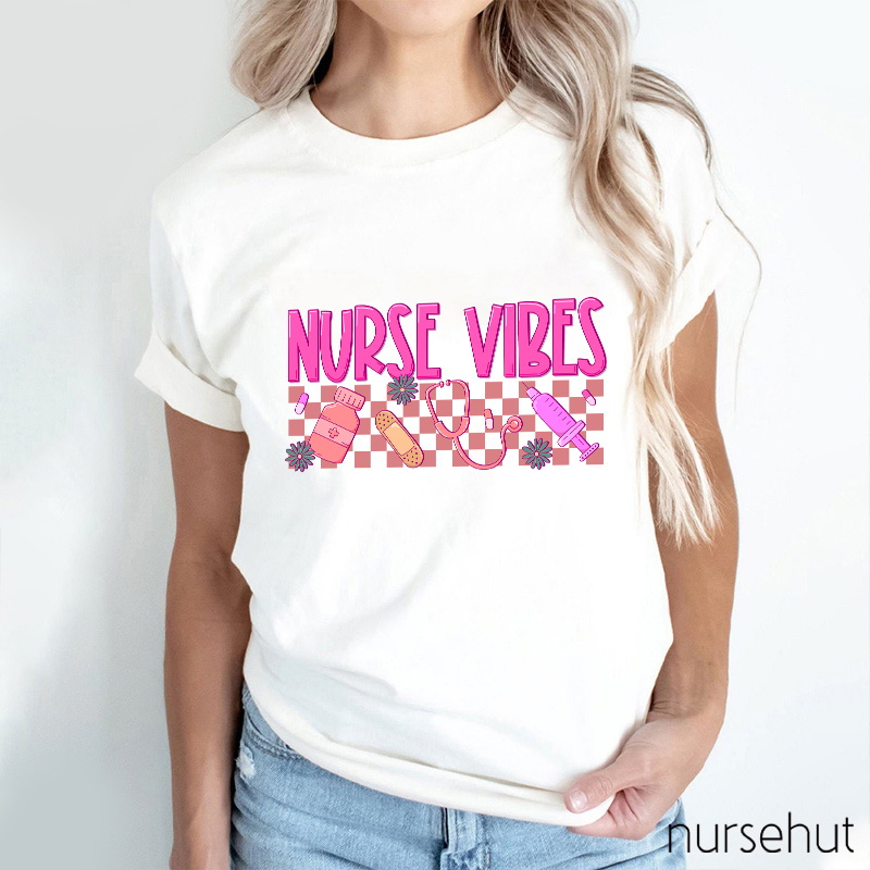 Nurse Life Pink Checkerboard Nurse T-Shirt