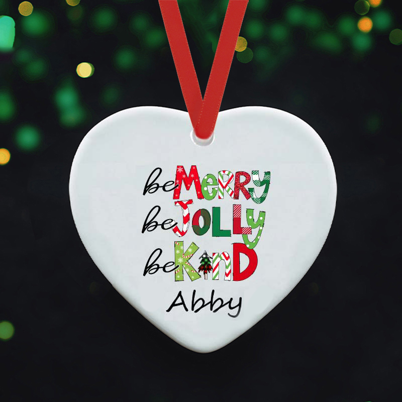 Personalized  Be Merry Be Jolly Be Kind Nurse Ceramic Christmas Ornament