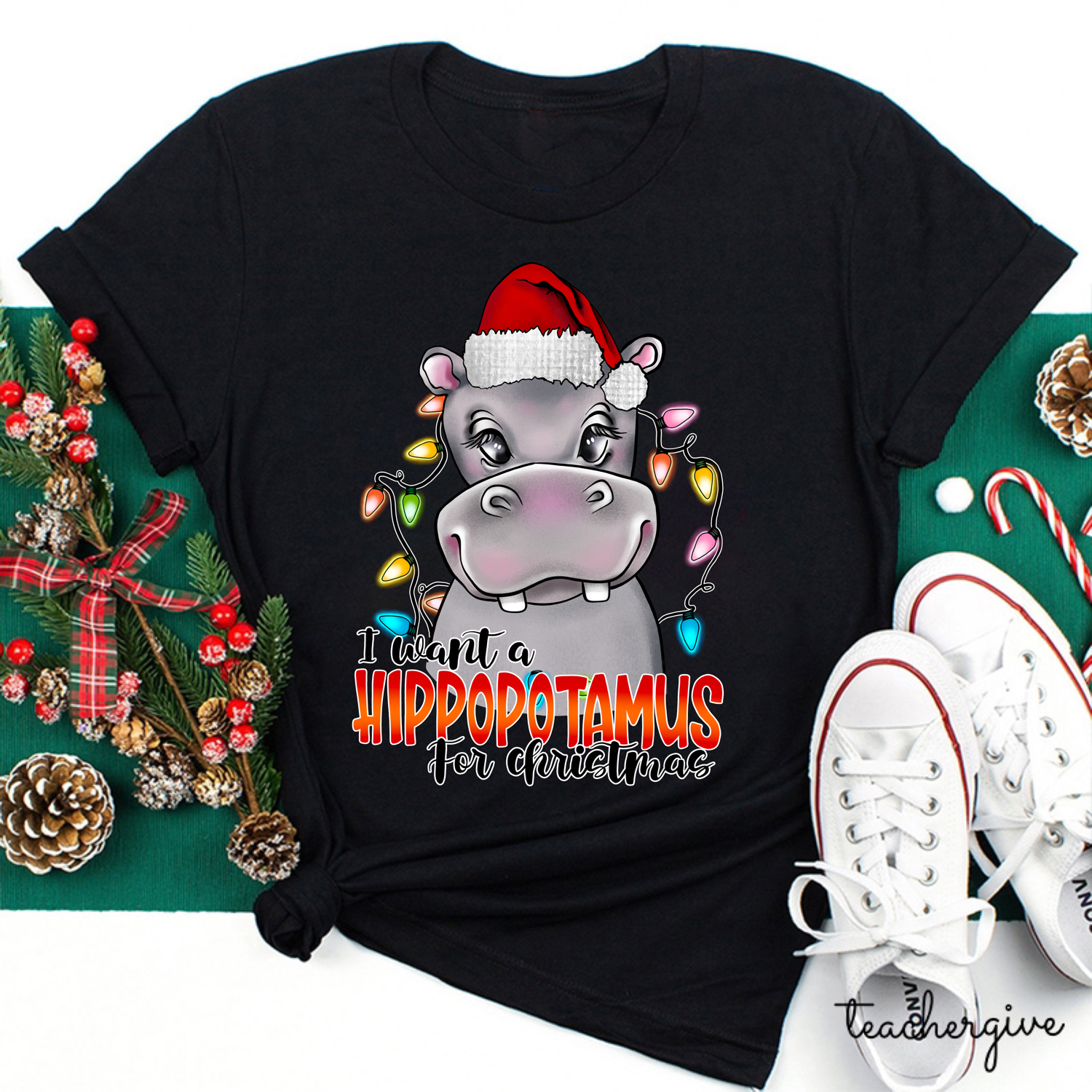 I Want A Hippopotamus For Christmas Teacher T-shirt