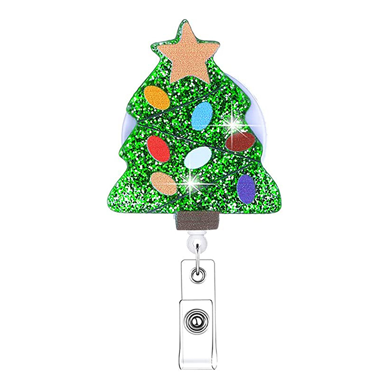 Christmas Tree With Colored Lights Nurse Badge Reel
