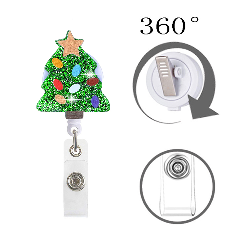 Christmas Tree With Colored Lights Nurse Badge Reel