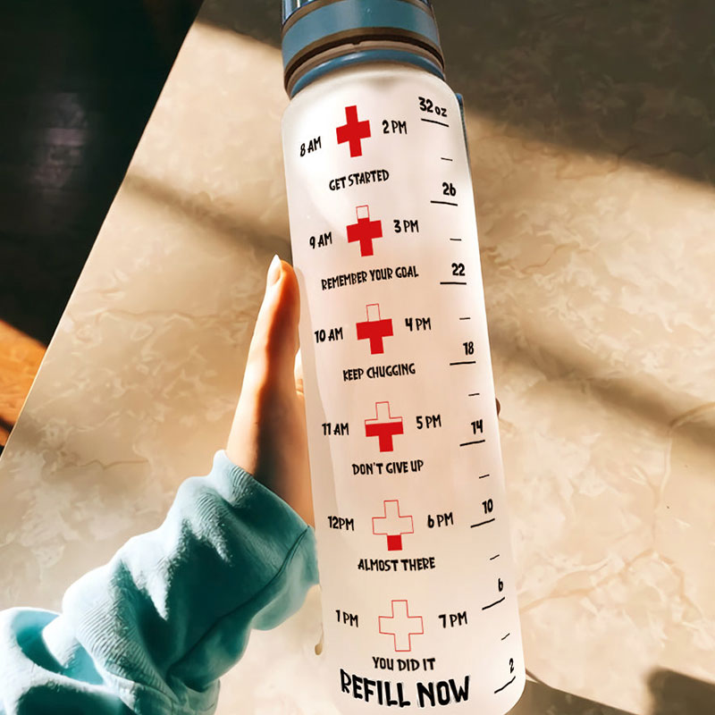 Drink Water And Stab People Nurse Water Tracker Bottle