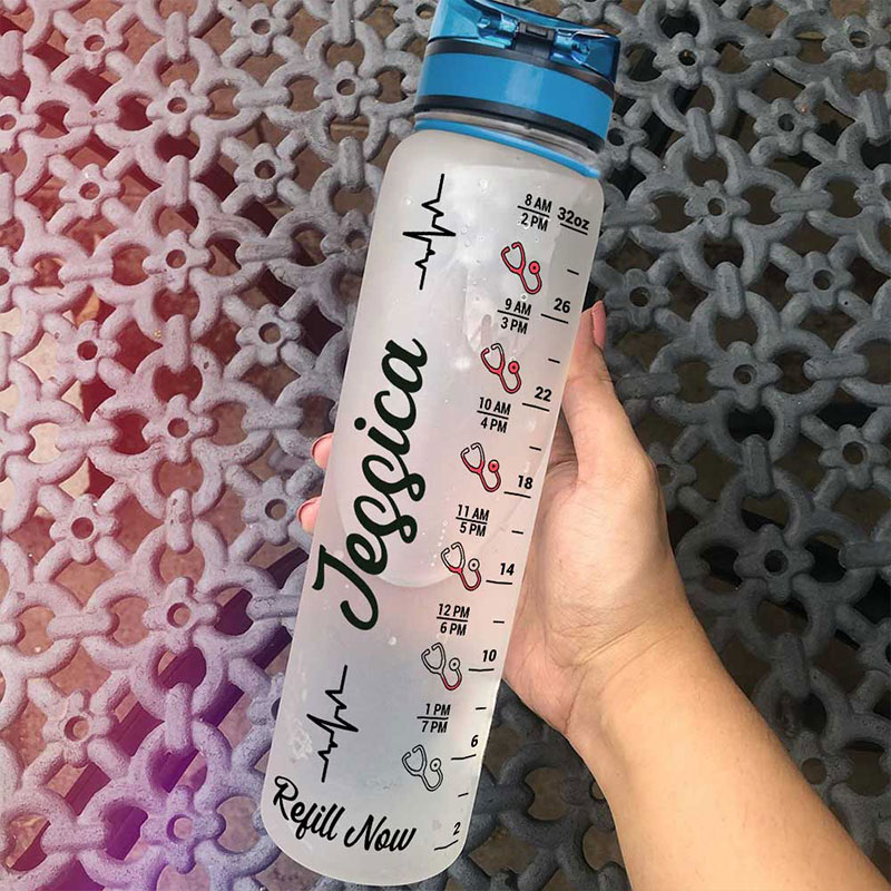 Personalized Do Small Things With Great Love Nurse Water Tracker Bottle