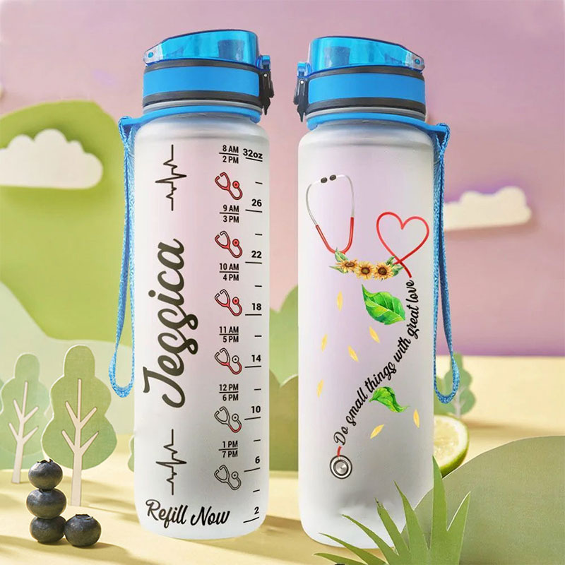 Personalized Do Small Things With Great Love Nurse Water Tracker Bottle